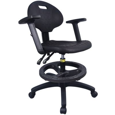Self Skinning Adjustable Lab Stool Polyurethane Foam Esd Chairs With Wheels Armrest