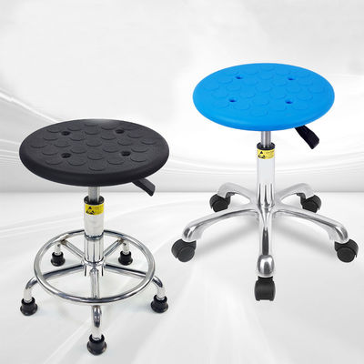 Professional PU ESD Antistatic Laboratory Stool With Aluminum Base Round Black Rotated Chair For Industry Garage Institution Bar