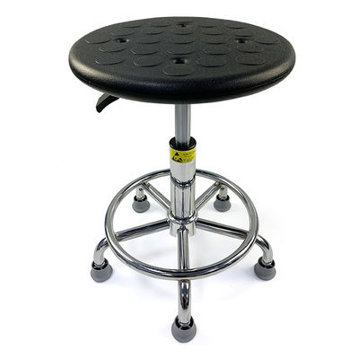 Professional PU ESD Antistatic Laboratory Stool With Aluminum Base Round Black Rotated Chair For Industry Garage Institution Bar