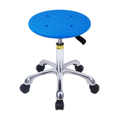 Professional PU ESD Antistatic Laboratory Stool With Aluminum Base Round Black Rotated Chair For Industry Garage Institution Bar