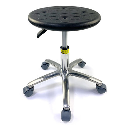 Round Black Four Holes Polyurethane Esd Chairs With Wheels