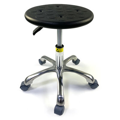 Round Black Four Holes Polyurethane Esd Chairs With Wheels