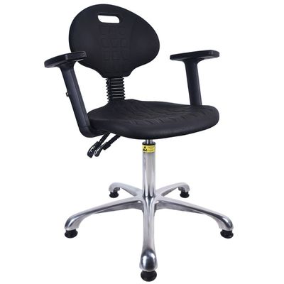 Self Skinning Adjustable Lab Stool Polyurethane Foam Esd Chairs With Wheels Armrest